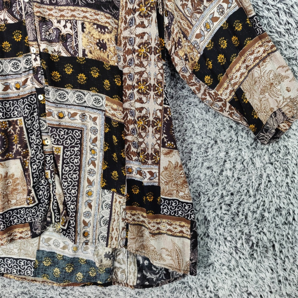 Susan Graver Patchwork Button Up Tunic Blouse Top… - image 8